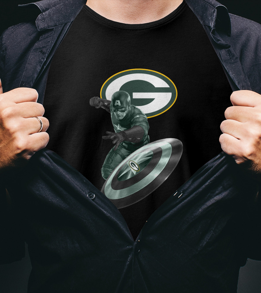 Green Bay Packers Captain America Shield T-Shirt