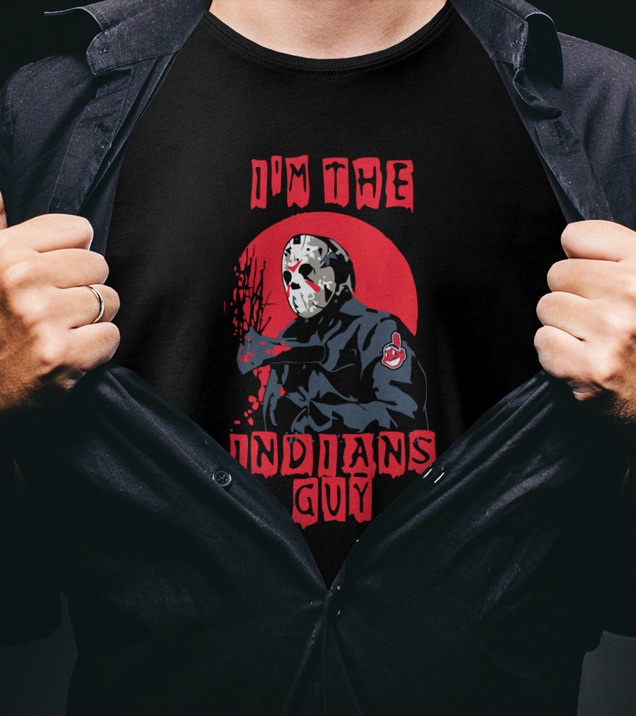 I'm The Indians Guy Jason Voorhees Crossover Hockey Mask Bloodstain T-Shirt