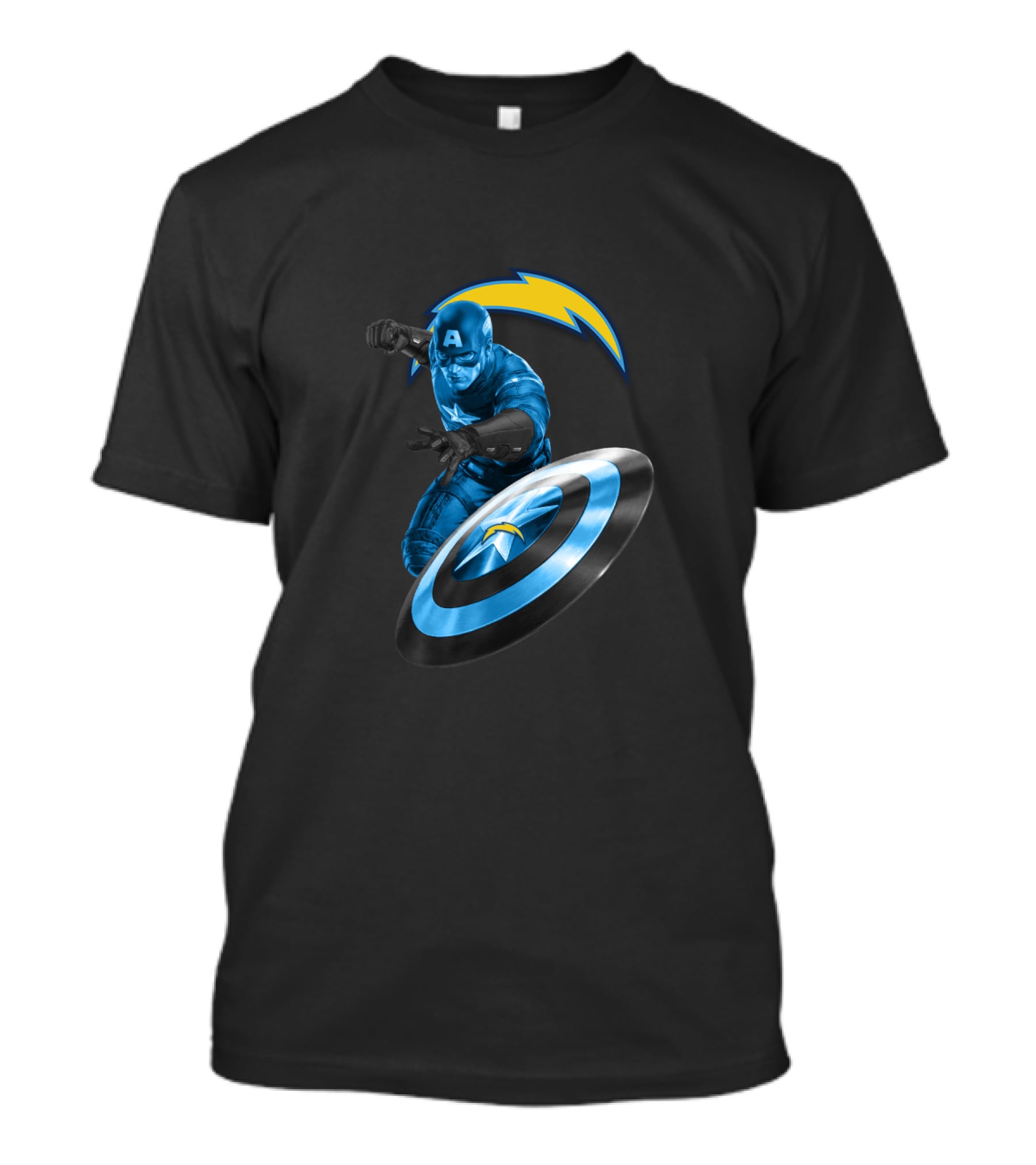 Los Angeles Chargers Captain America Crossover With Shield T-Shirt