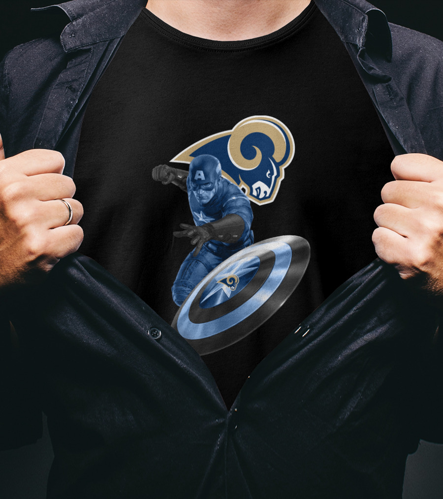 Los Angeles Rams Captain America Shield Crossover T-Shirt