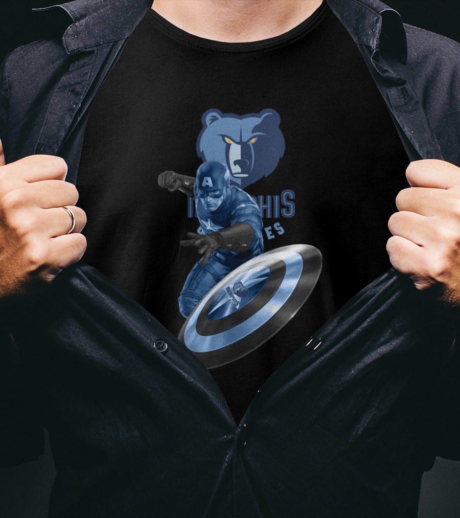 Memphis Grizzlies Captain America Logo Collaboration T-Shirt
