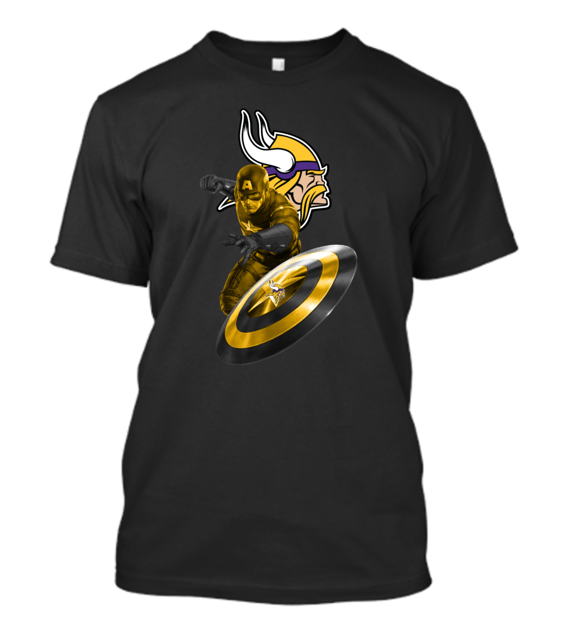 Minnesota Vikings Captain America Crossover Shield T-Shirt