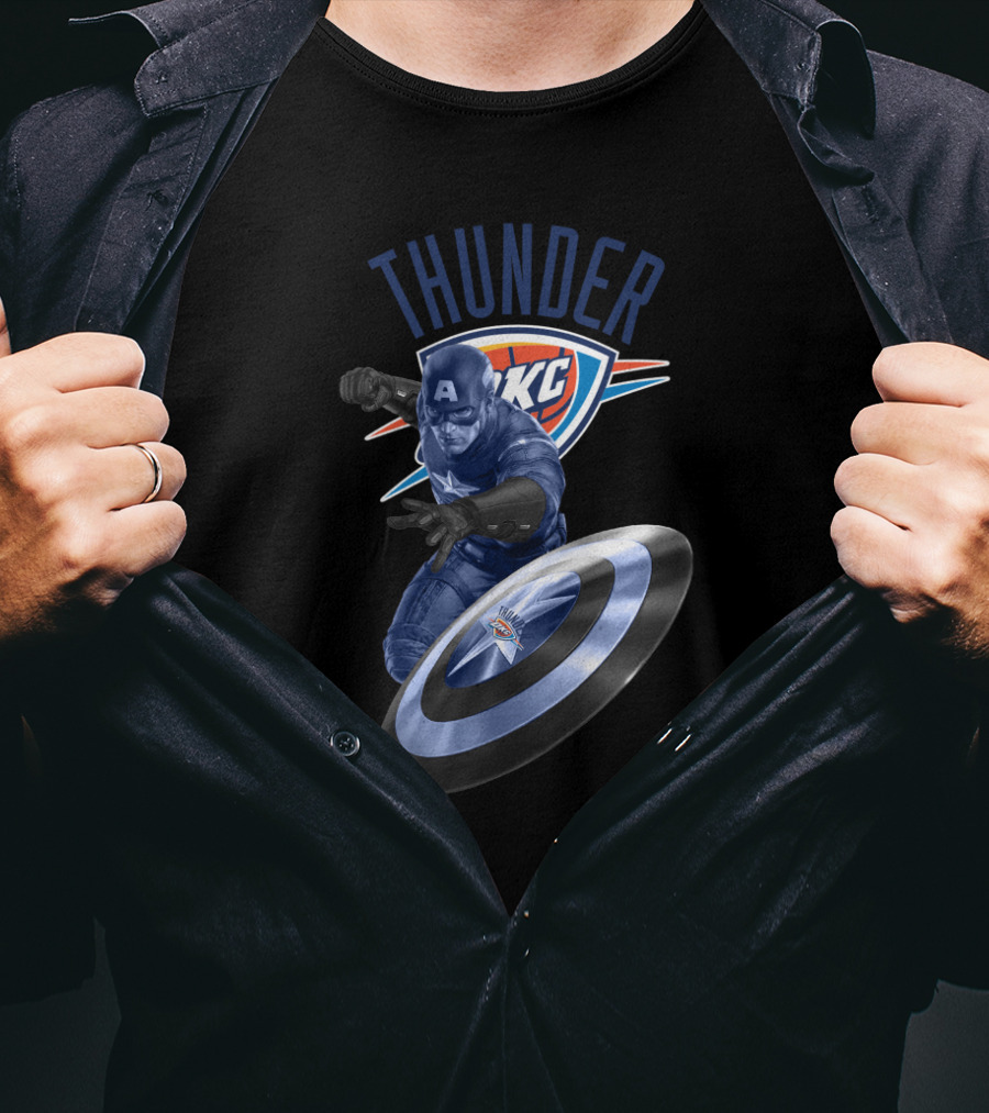 Thunder Okc Captain America Shield Crossover T-Shirt