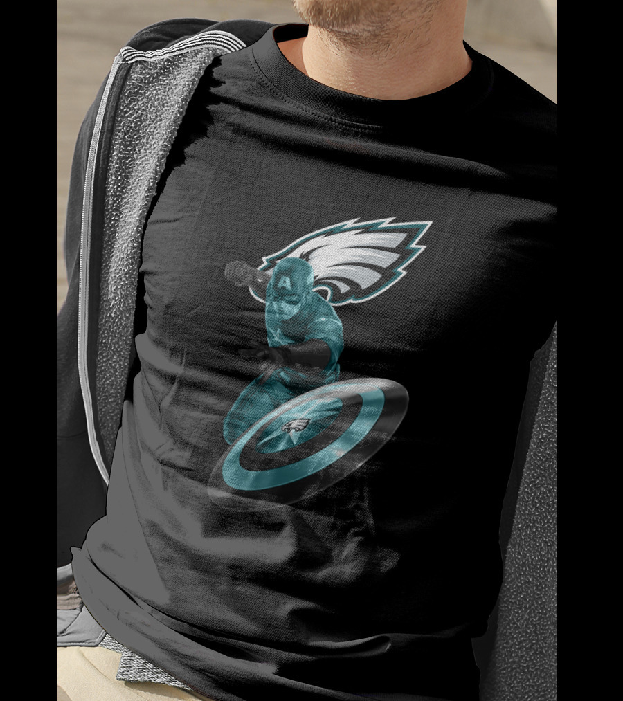 Philadelphia Eagles Captain America Shield Hero T-Shirt