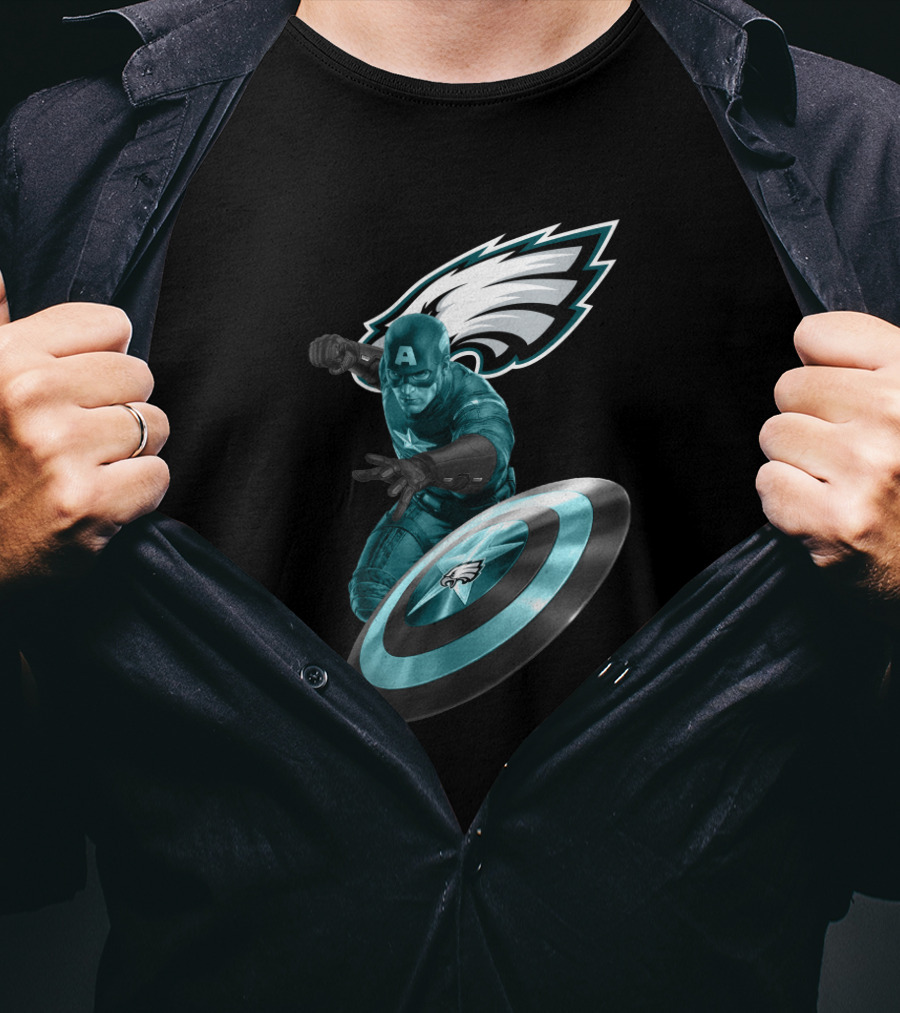 Philadelphia Eagles Captain America Shield Hero T-Shirt