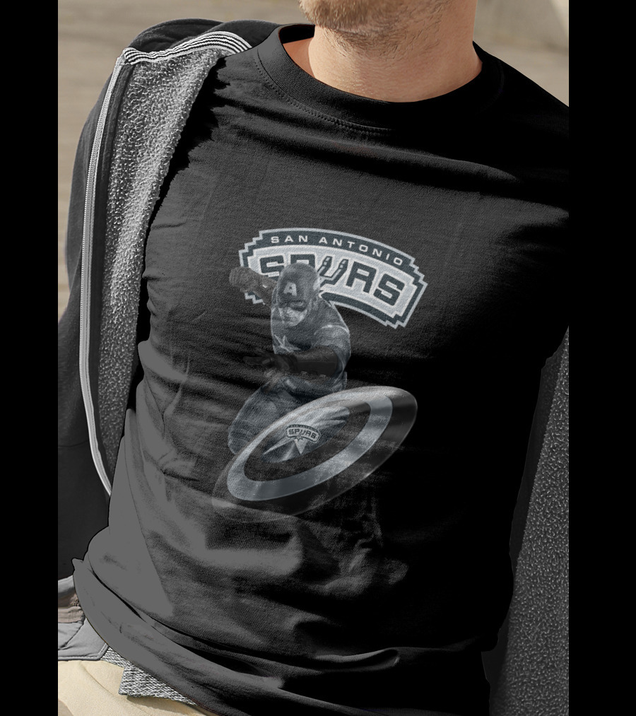 San Antonio Spurs Captain America Shield Logo Crossover T-Shirt
