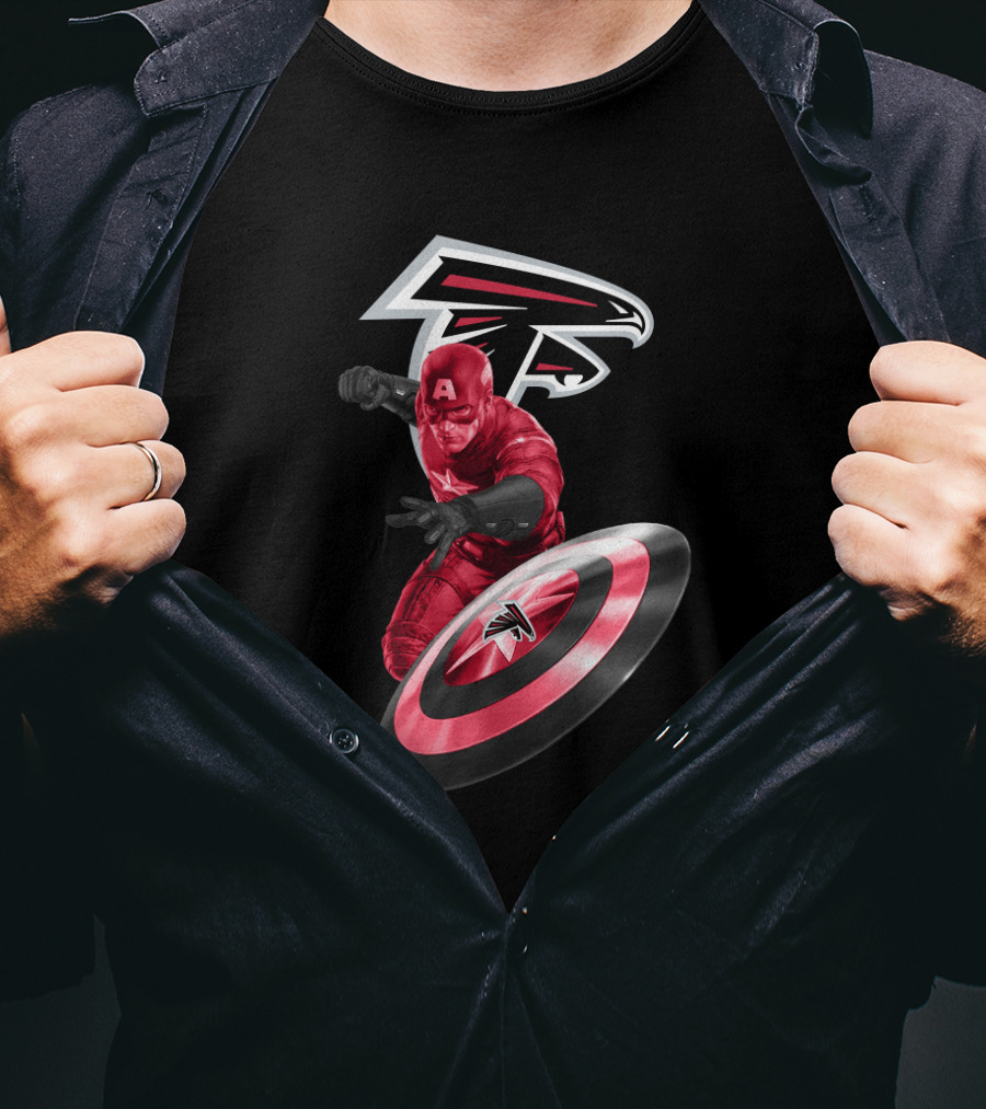 Atlanta Falcons Captain America Shield Fan Collaboration T-Shirt