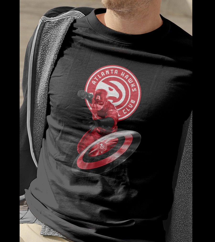 Atlanta Hawks Club Captain America Shield T-Shirt