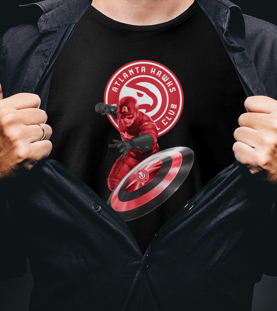 Atlanta Hawks Club Captain America Shield T-Shirt