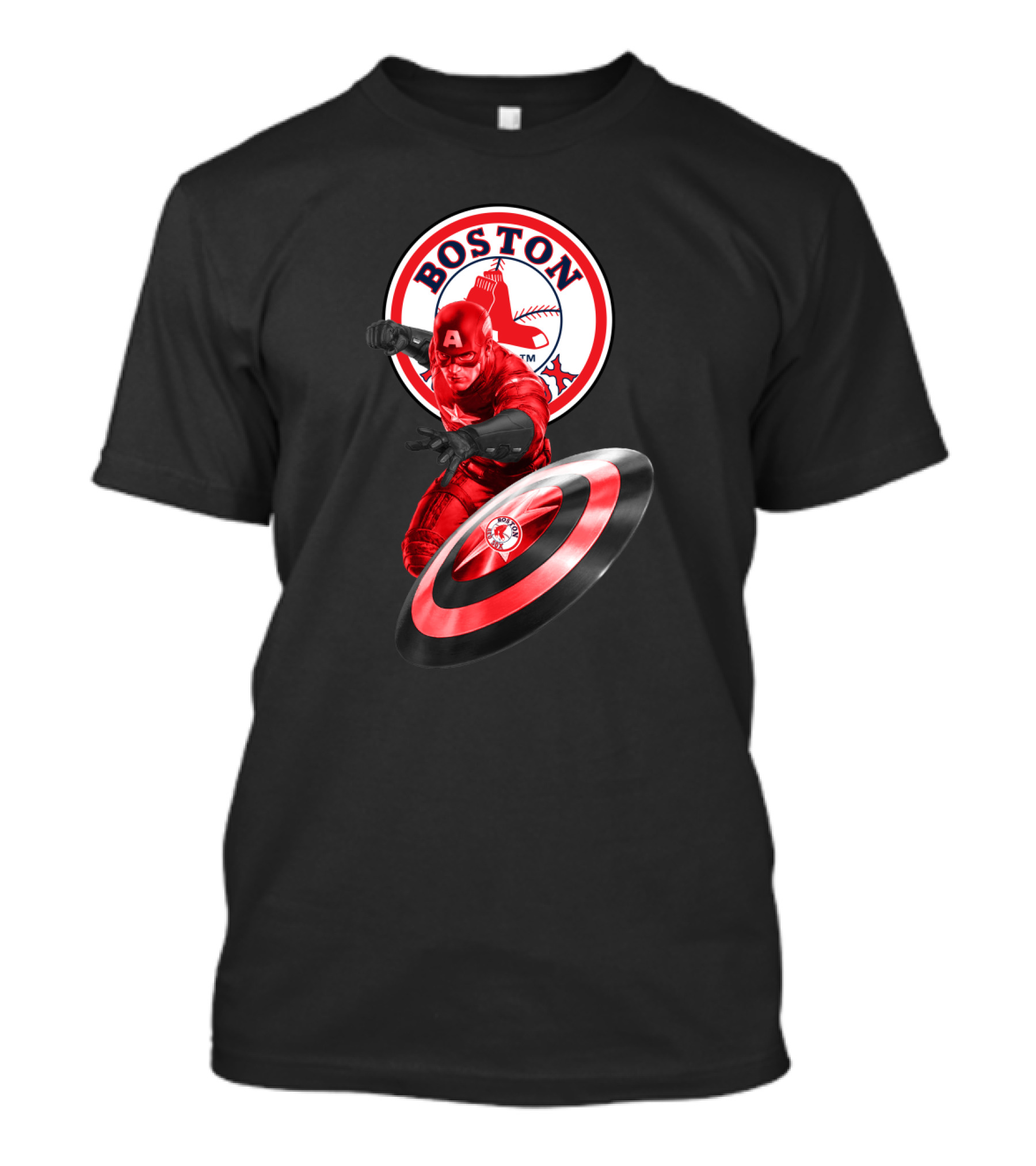 Boston Red Sox Captain America Shield Crossover Fan T-Shirt