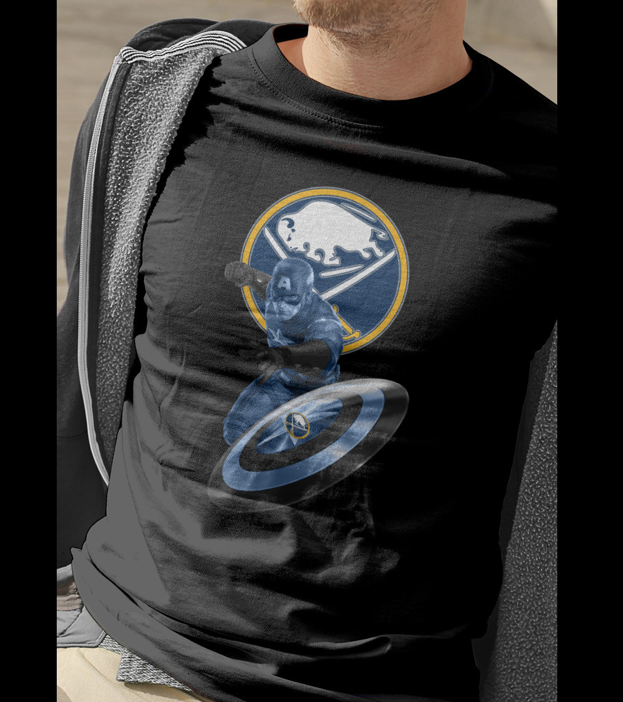 Buffalo Sabres Captain America Mashup Fan Gear Sports Merchandise T-Shirt