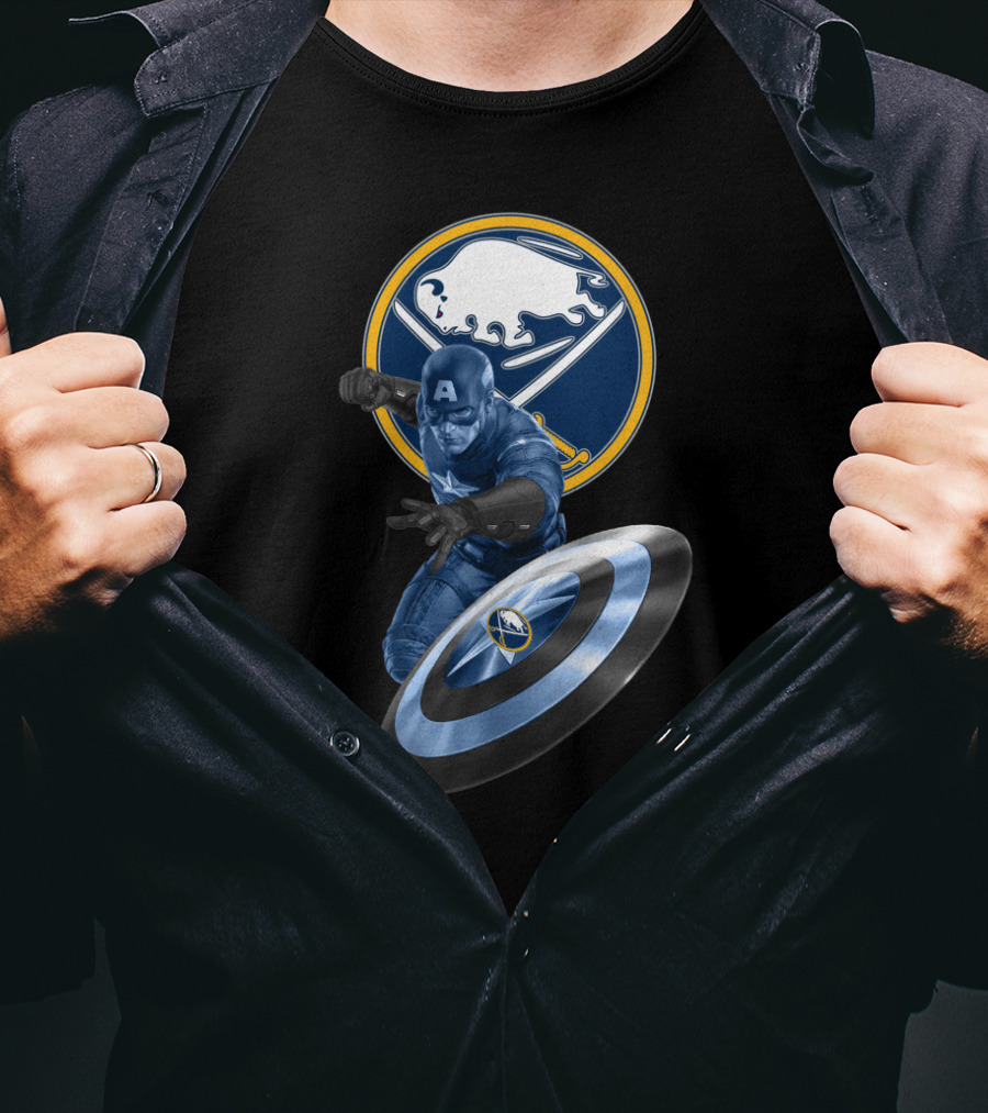 Buffalo Sabres Captain America Mashup Fan Gear Sports Merchandise T-Shirt