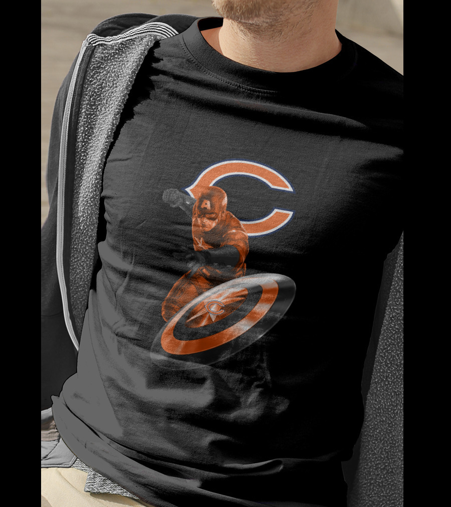 Chicago Bears Captain America Fans With Shield T-Shirt