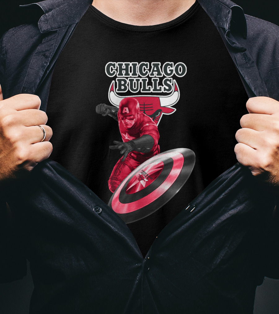 Captain America And Chicago Bulls Crossover Fan Attraction T-Shirt