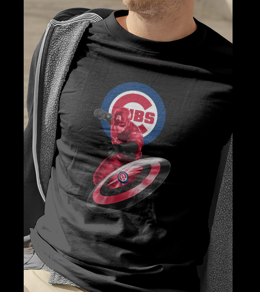 Chicago Cubs And Captain America Fans United With Iconic Shield T-Shirt