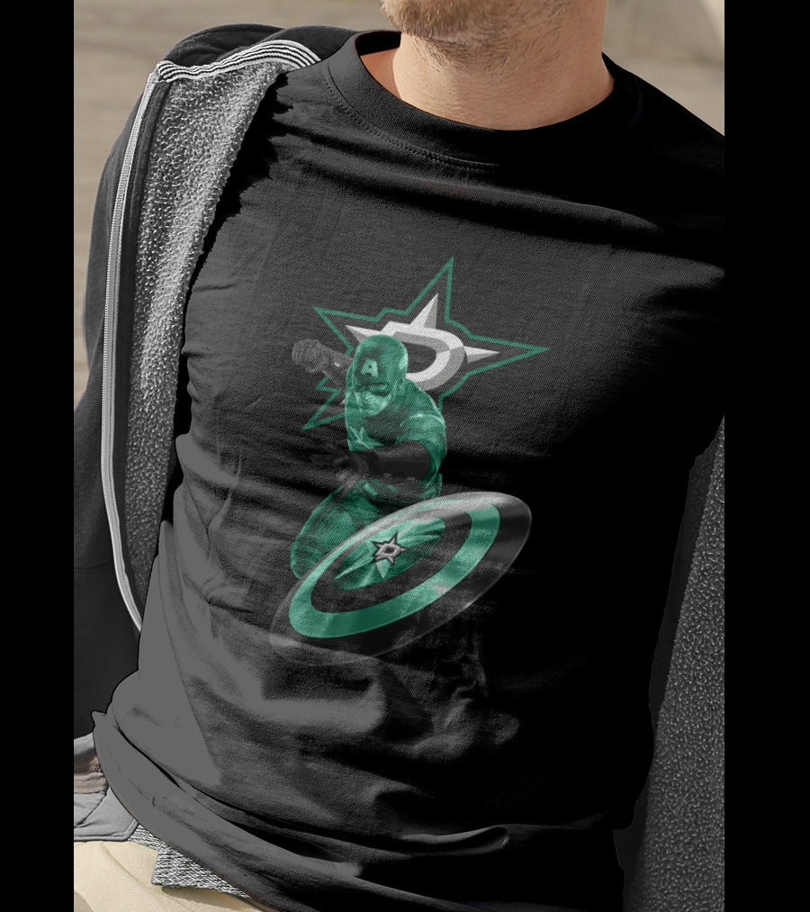 Dallas Stars And Captain America Crossover For Fans T-Shirt