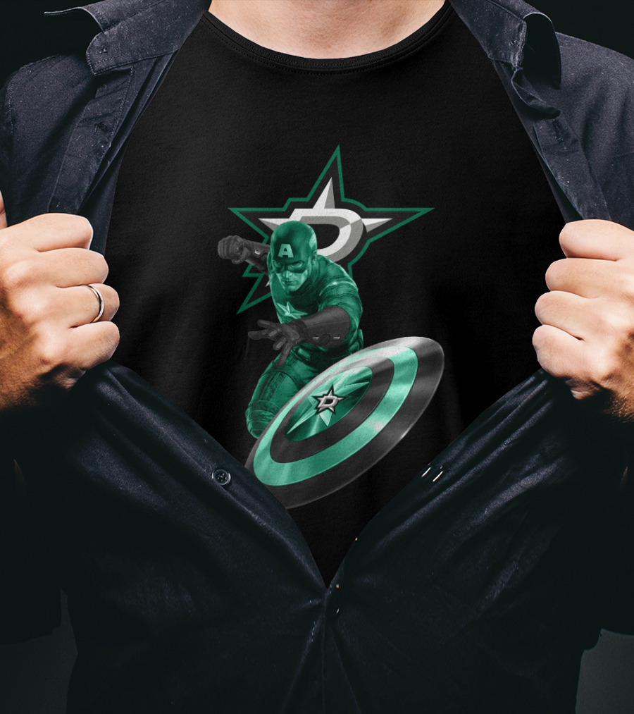 Dallas Stars And Captain America Crossover For Fans T-Shirt