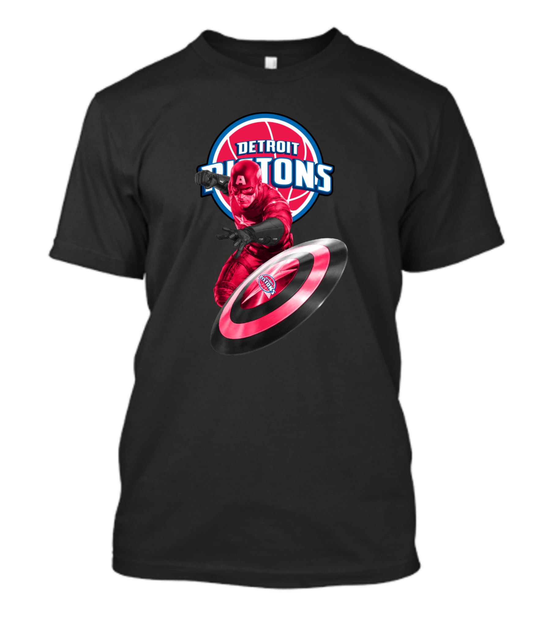 Detroit Pistons Captain America Crossover Fans Exclusive T-Shirt