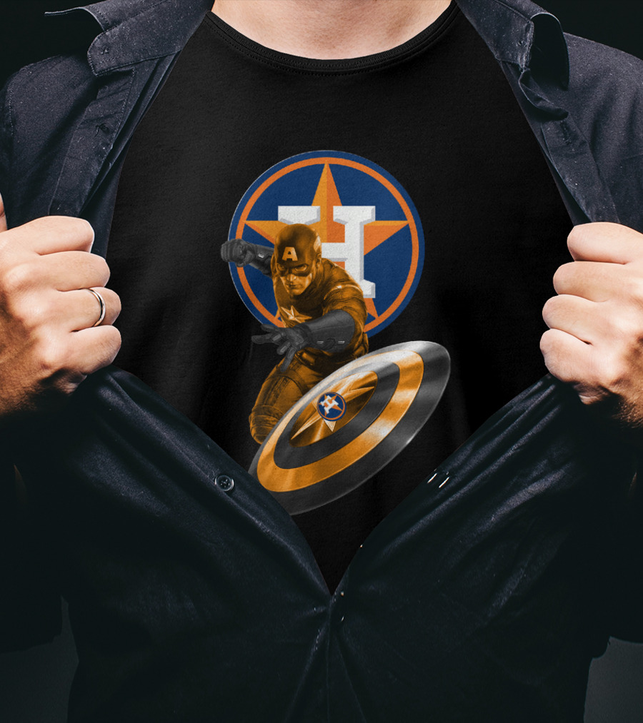 Houston Astros Captain America Logo Mashup For Fans T-Shirt