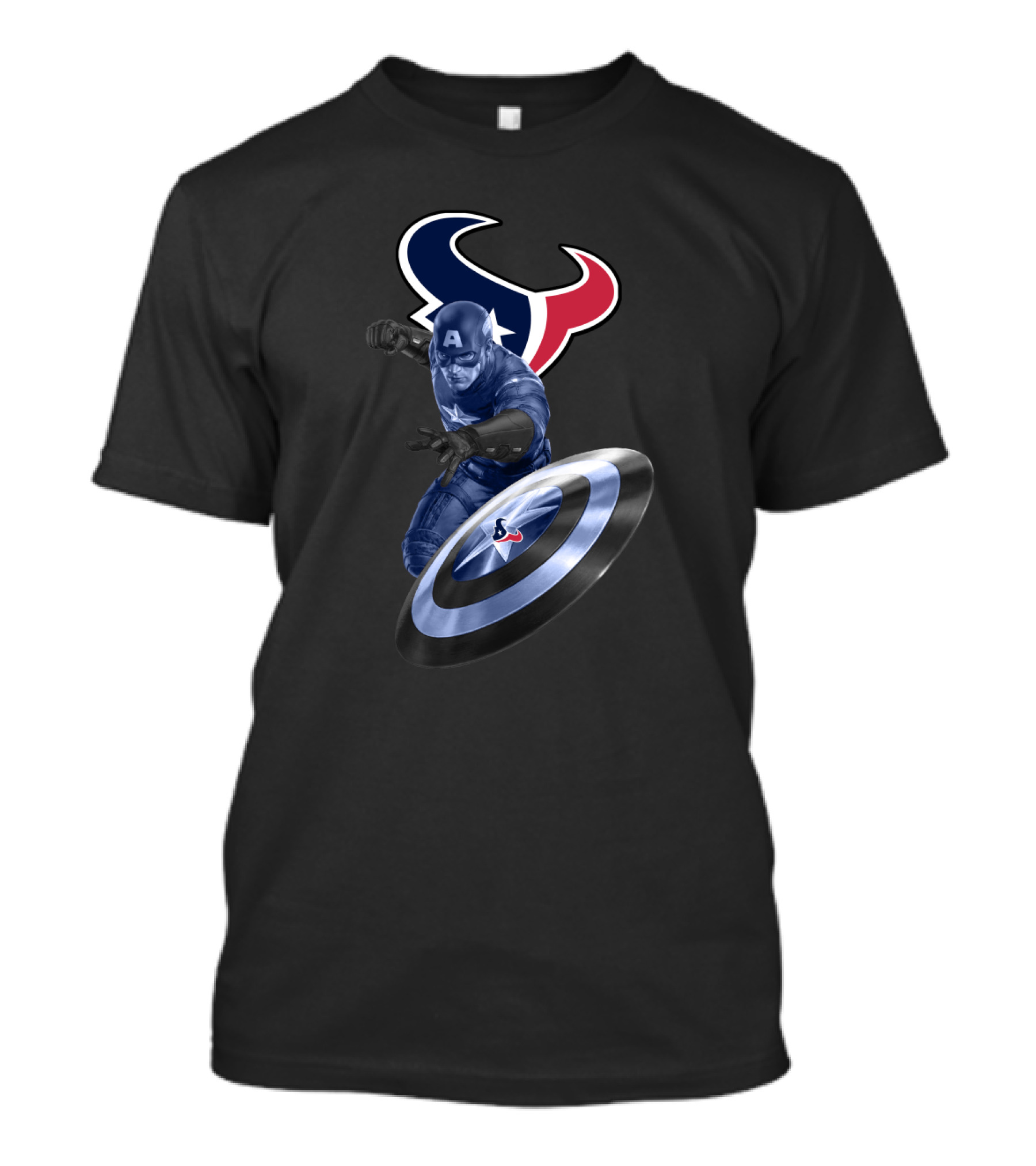Houston Texans Captain America Shield Crossover Fan T-Shirt