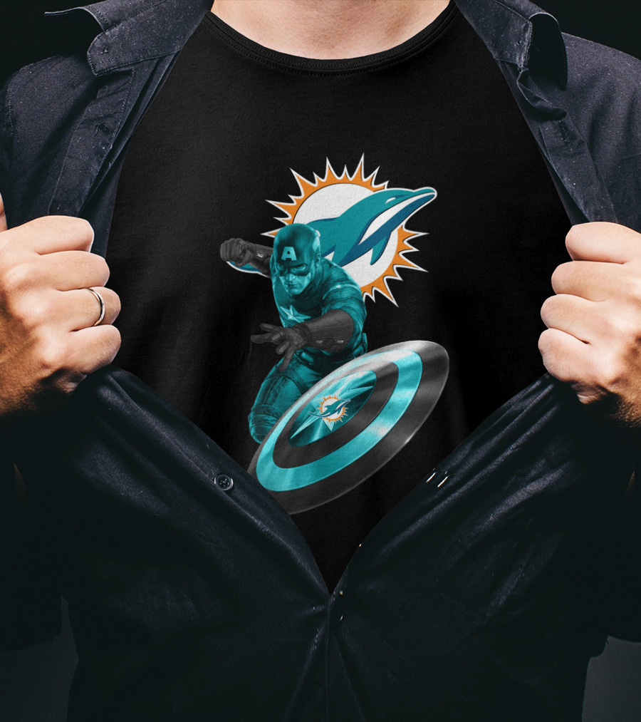 Miami Dolphins Captain America Crossover Fan Merchandise T-Shirt