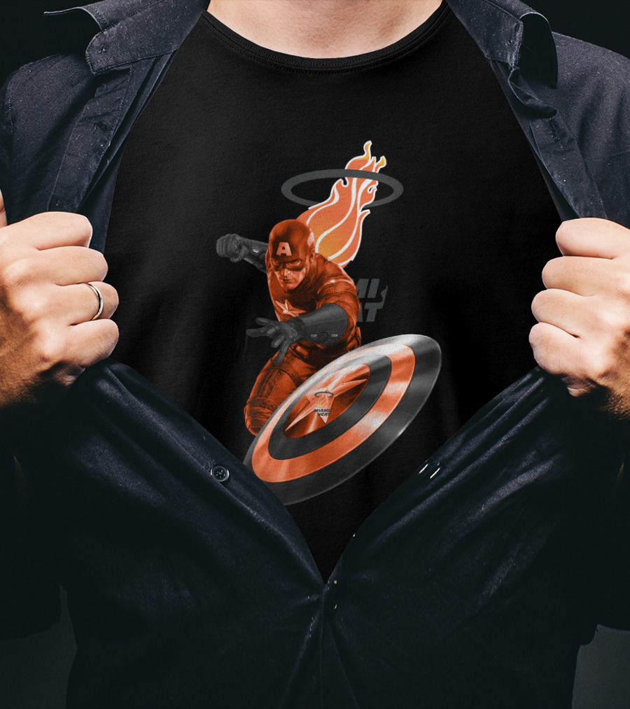 Miami Heat Captain America Crossover Fans T-Shirt
