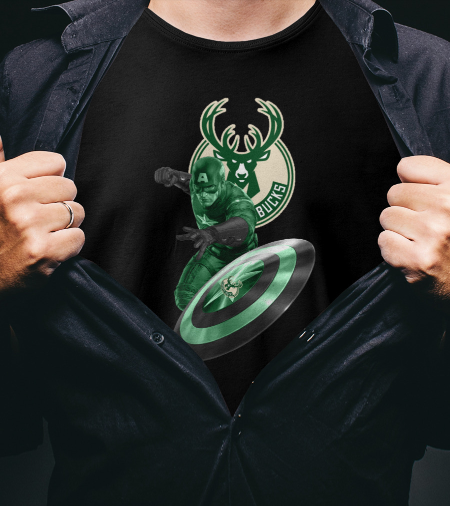 Milwaukee Bucks Captain America Collaboration T-Shirt