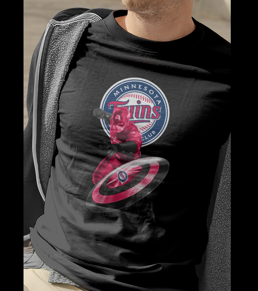 Minnesota Twins Baseball Club And Captain America Shield Fusion T-Shirt
