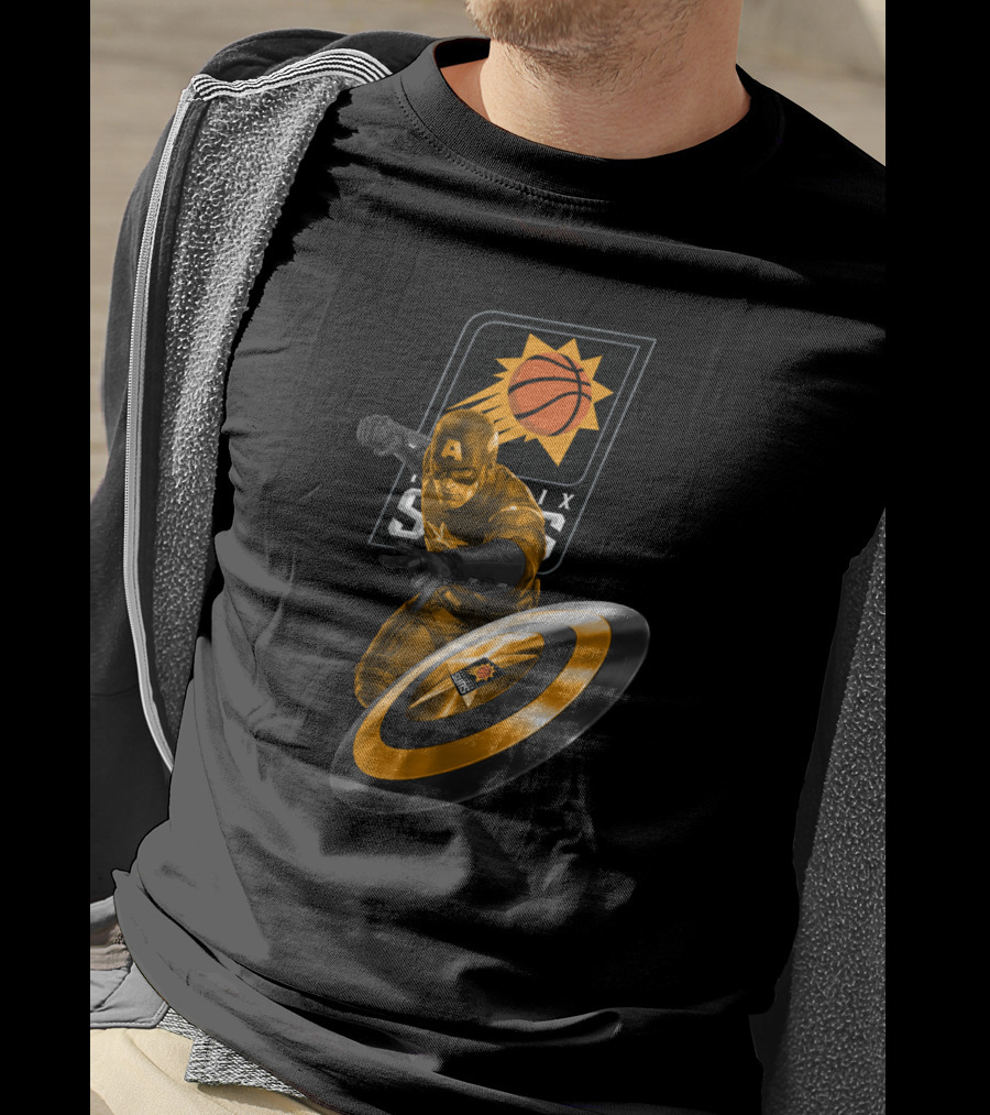 Phoenix Suns Basketball And Marvel Captain America Crossover Fans T-Shirt