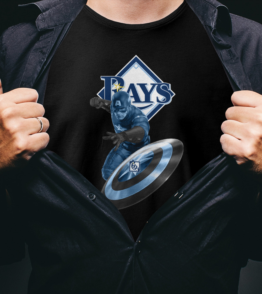 Tampa Bay Rays Marvel Captain America Collaboration With Shield T-Shirt