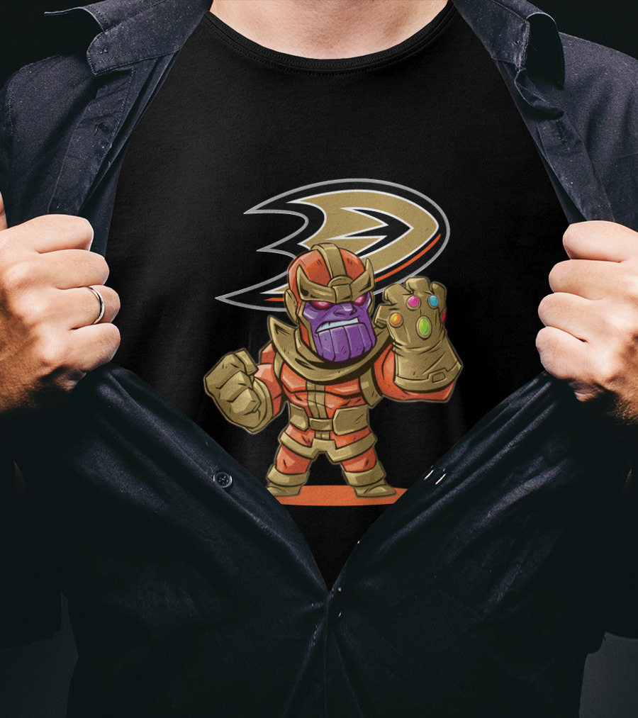 Thanos Anaheim Ducks Avengers Infinity Gauntlet Cartoon Style Character T-Shirt