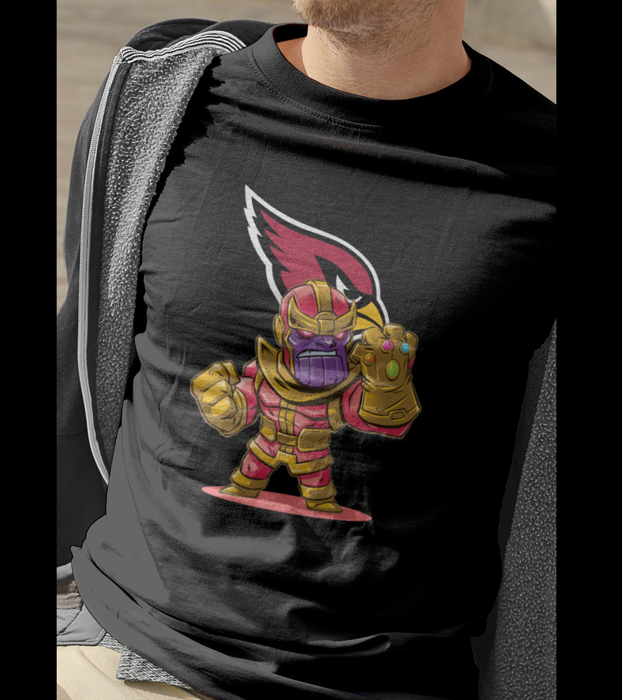 Thanos With Infinity Gauntlet And Arizona Cardinals Logo Combo T-Shirt