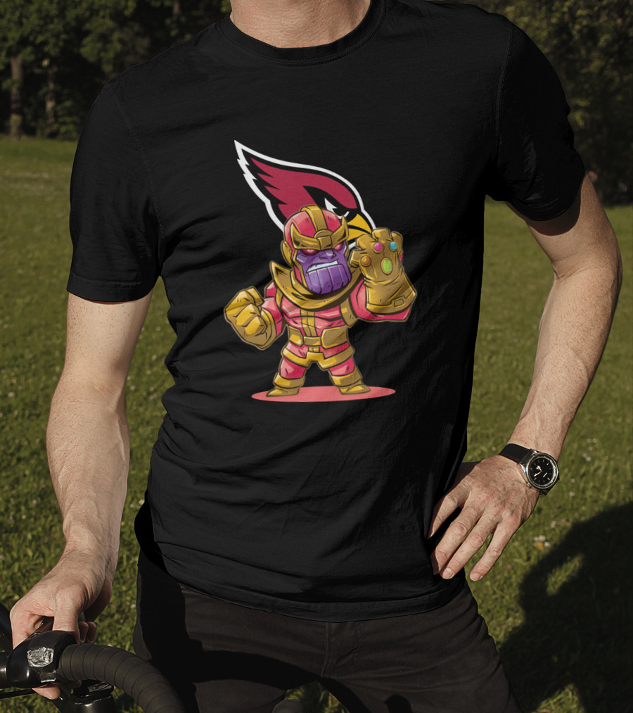 Thanos With Infinity Gauntlet And Arizona Cardinals Logo Combo T-Shirt