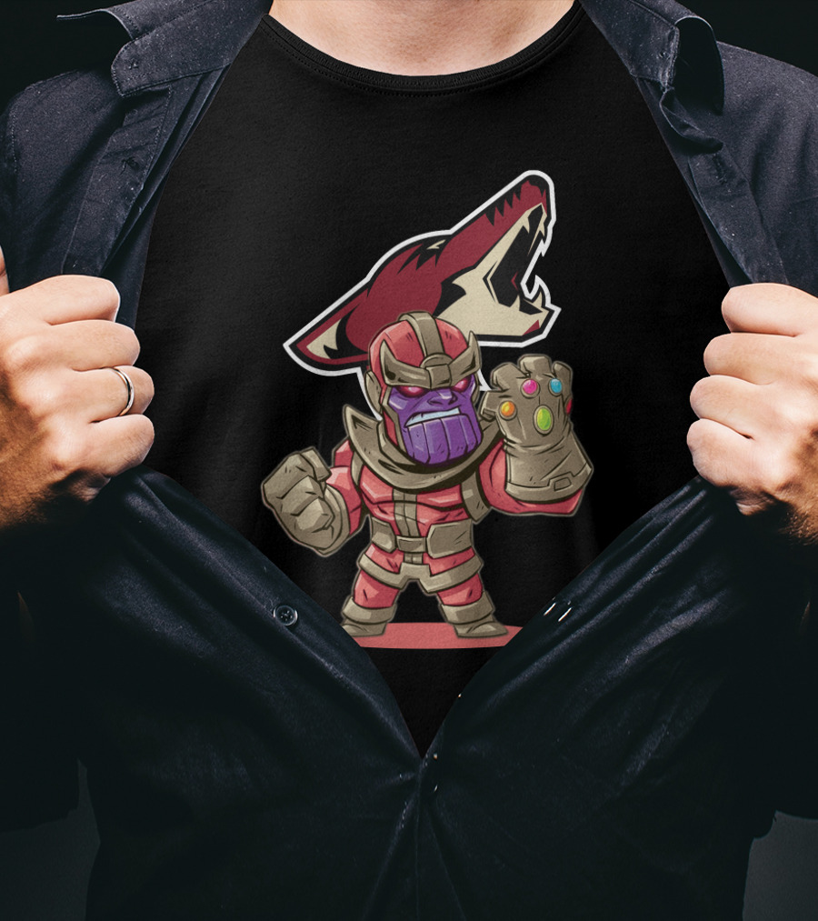 Thanos Arizona Coyotes Fans Crossover Infinity Gauntlet Nhl T-Shirt