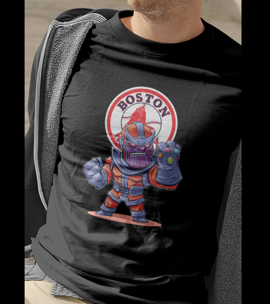 Thanos Boston Red Sox Infinity Gauntlet Mashup T-Shirt