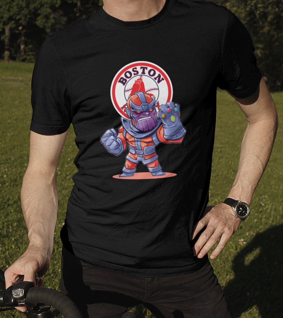 Thanos Boston Red Sox Infinity Gauntlet Mashup T-Shirt