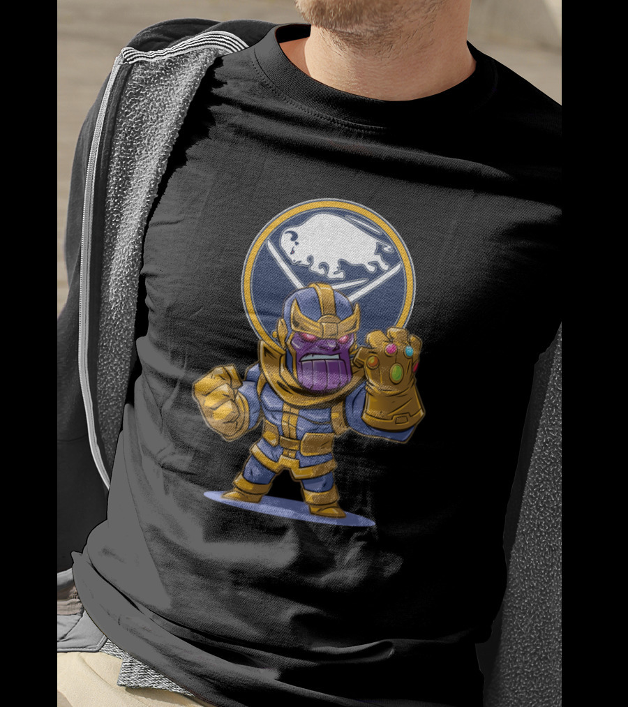 Thanos With Buffalo Sabres Logo Infinity Gauntlet T-Shirt