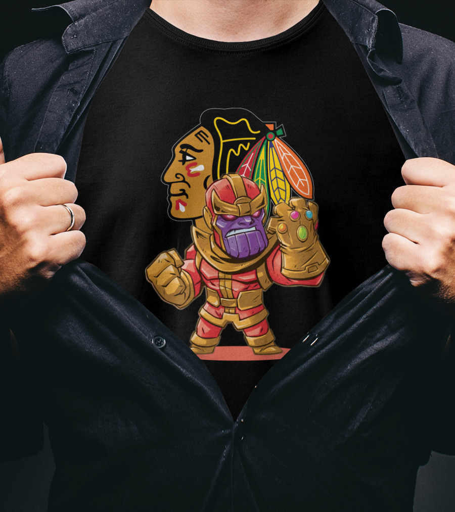 Thanos Chicago Blackhawks Fans Crossover Mashup T-Shirt