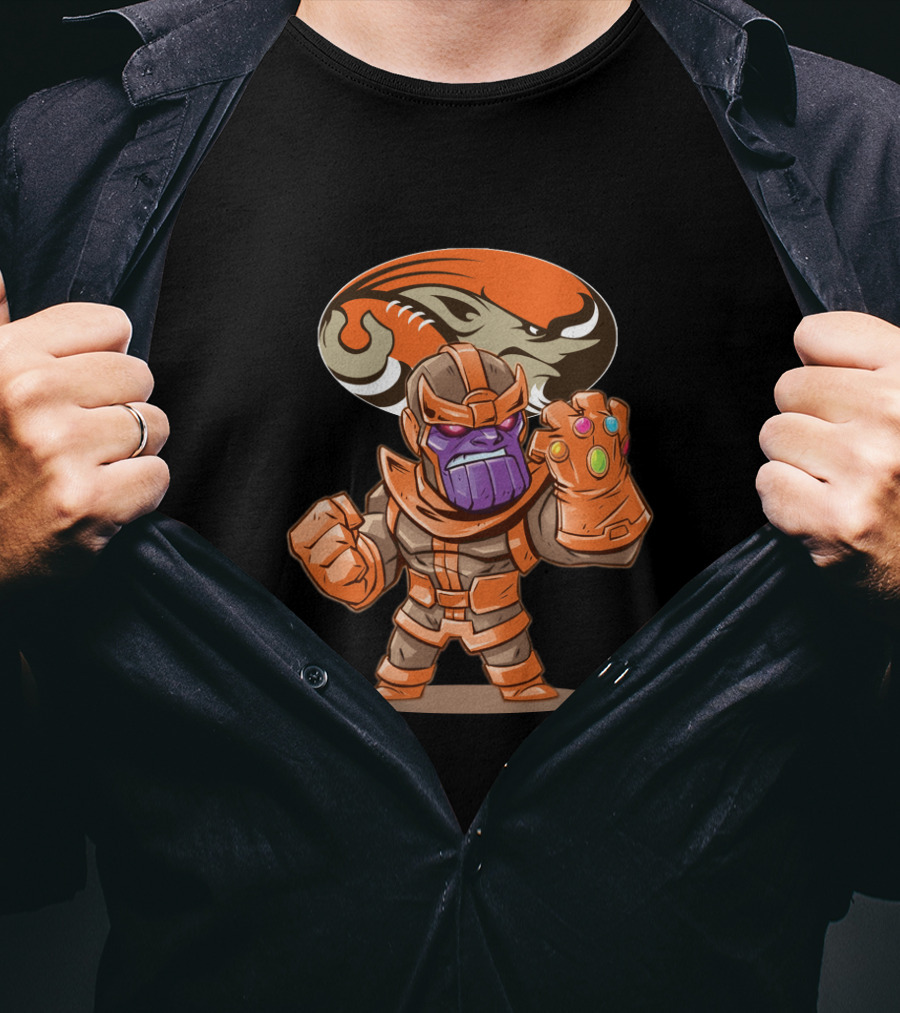 Thanos Infinity Gauntlet Cleveland Browns Fan Crossover T-Shirt