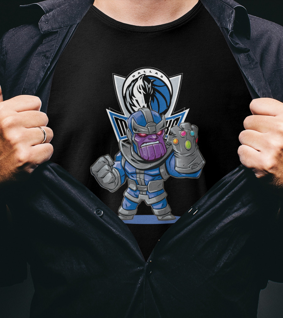 Dallas Mavericks Fans With Thanos Impersonation And Infinity Gauntlet T-Shirt