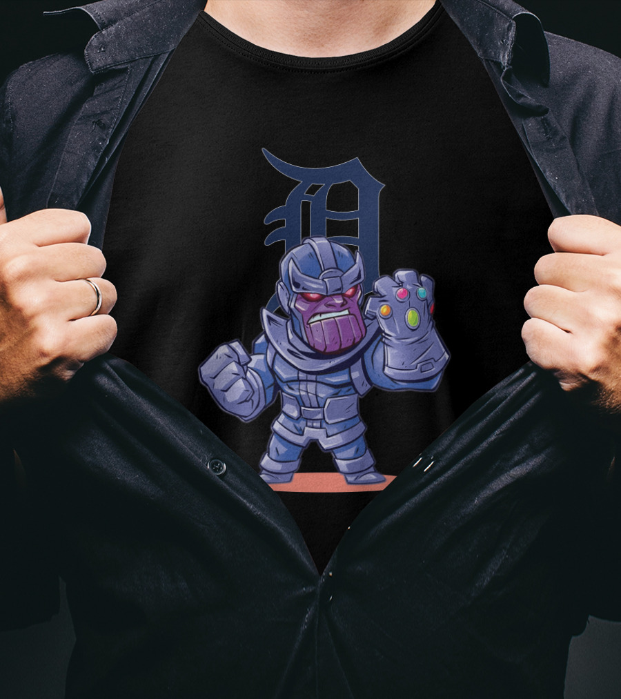 Thanos Gauntlet Pose With Detroit Tigers T-Shirt