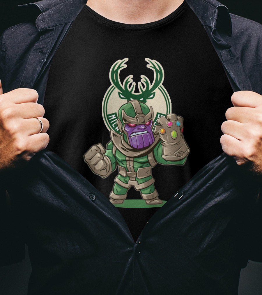 Thanos Milwaukee Bucks Crossover Fans Infinity Gauntlet T-Shirt