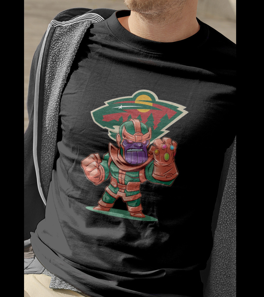 Thanos Minnesota Wild Fans Infinity Gauntlet Crossover T-Shirt