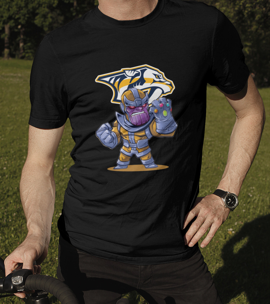 Thanos Nashville Predators Logo Infinity Gauntlet T-Shirt