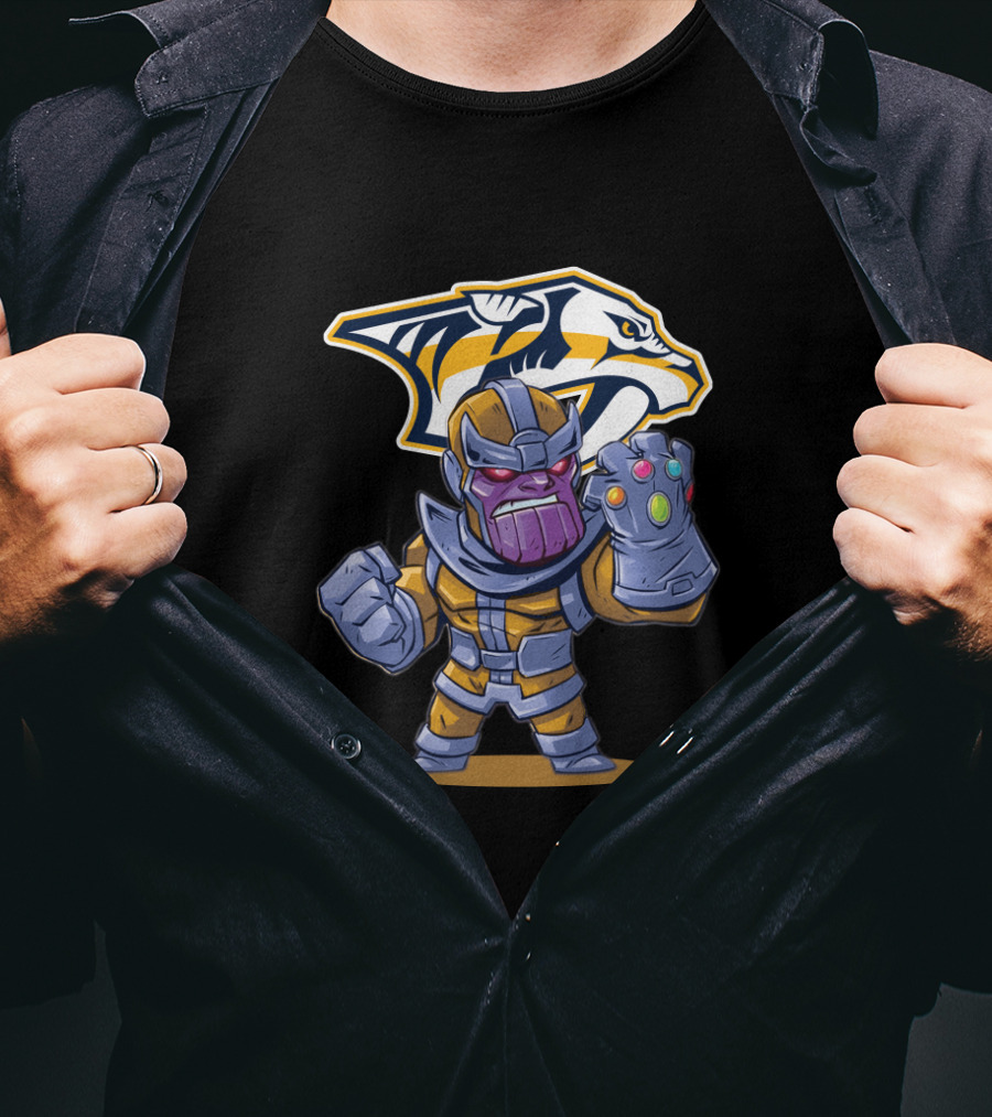 Thanos Nashville Predators Logo Infinity Gauntlet T-Shirt