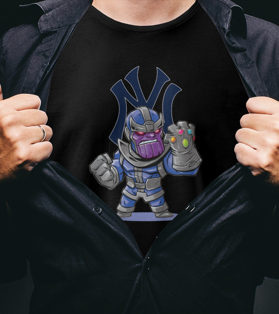 Thanos New York Yankees Fans Infinity Gauntlet Logo Mashup T-Shirt