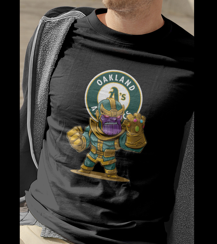 Oakland Athletics Thanos Mashup Infinity Gauntlet Baseball Fans T-Shirt