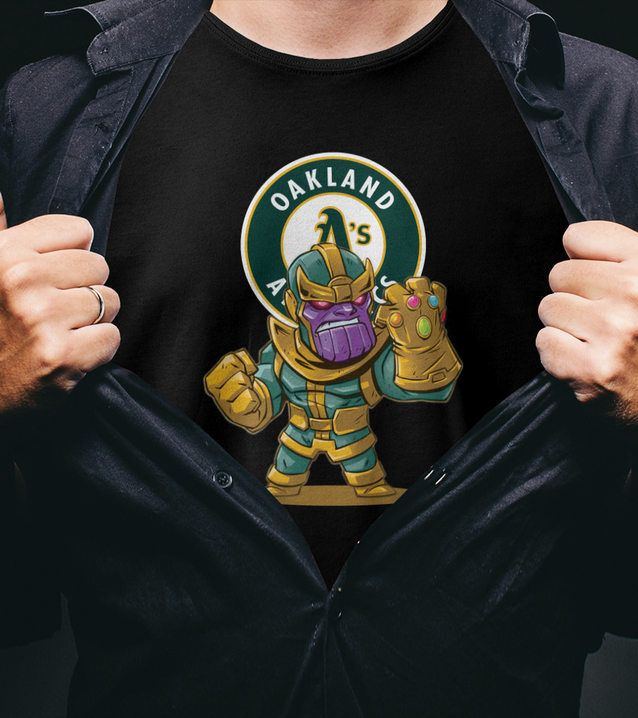 Oakland Athletics Thanos Mashup Infinity Gauntlet Baseball Fans T-Shirt