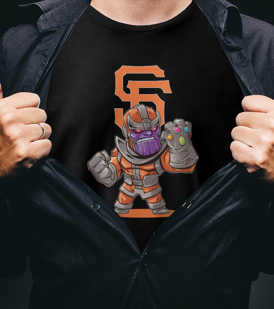 Thanos San Francisco Giants Fans Cartoon Character With Infinity Gauntlet And Team T-Shirt