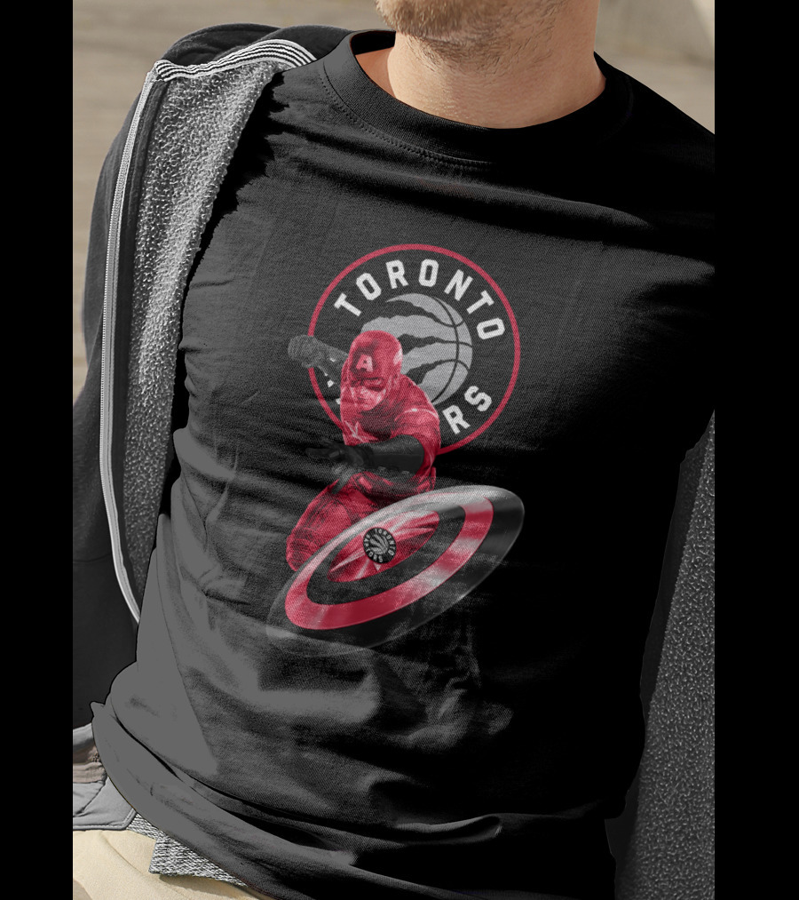 Toronto Raptors Captain America Shield Fan Crossover T-Shirt
